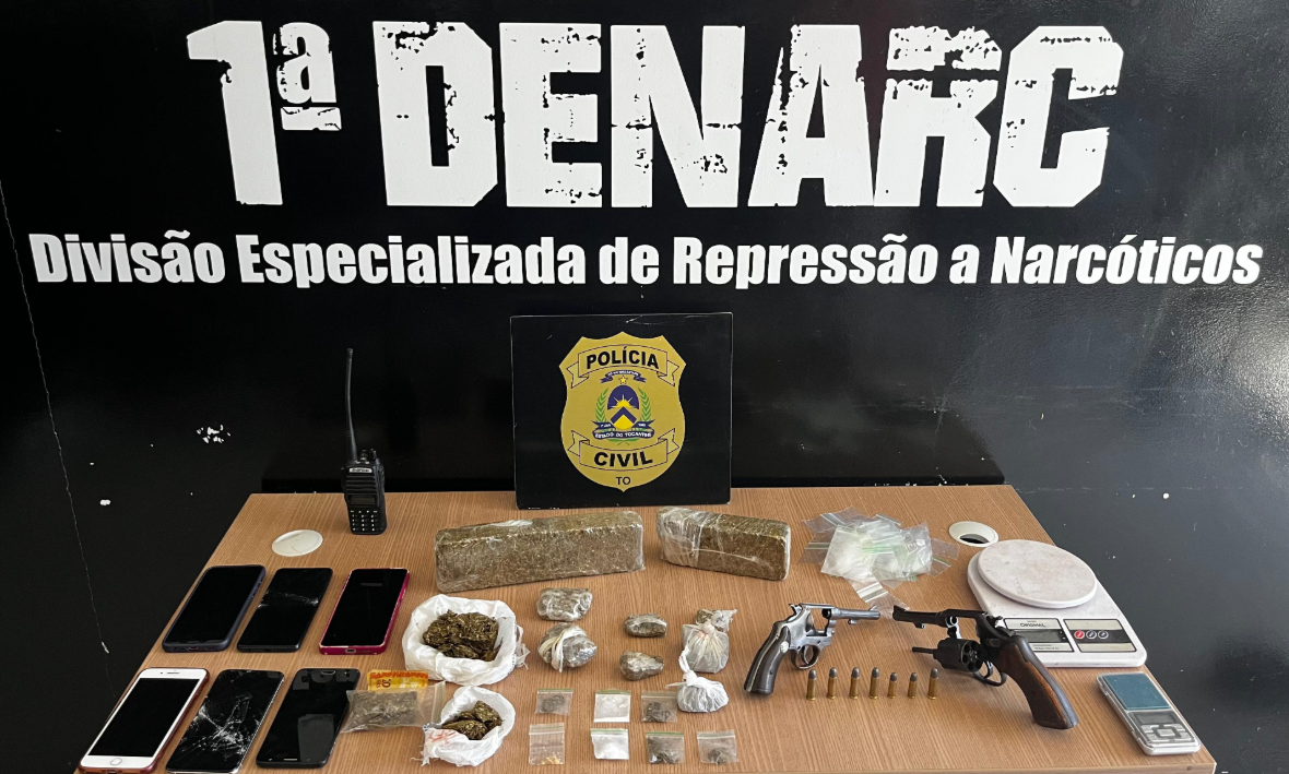 Em Palmas, Polícia Civil desarticula ponto de venda de drogas, apreende armas de fogo e prende três suspeitos de tráfico de drogas