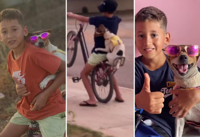 Menino que viralizou com cachorro na bike revela resgate emocionante