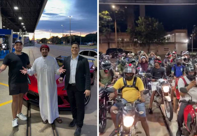 Sheik Tocantinense paga combustível de motociclistas e reúne multidão em posto de Palmas