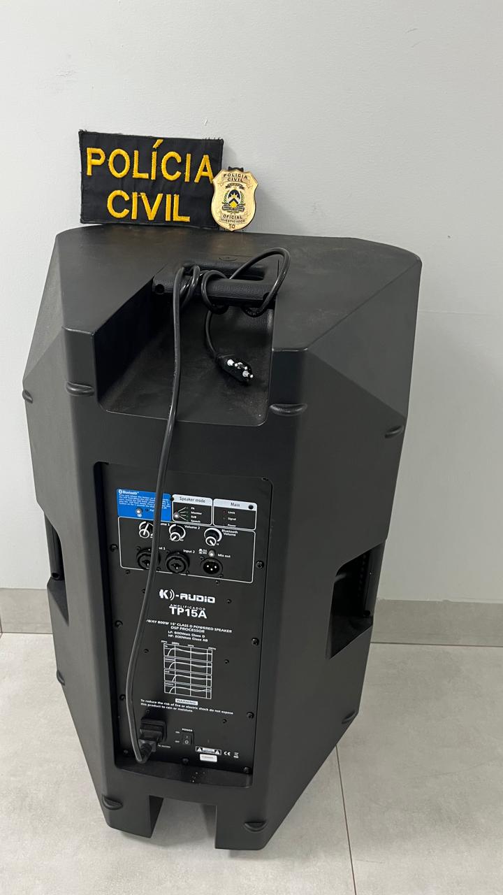 Em Palmas, Polícia Civil recupera caixa de som furtada de igreja, prende receptora e identifica autores do crime
