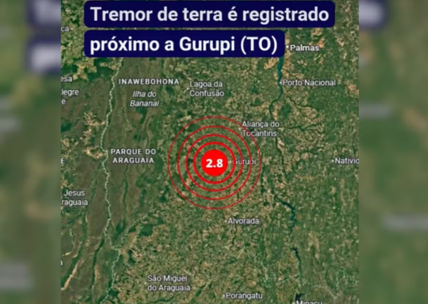 Tremor de terra assusta moradores no sul do Tocantins